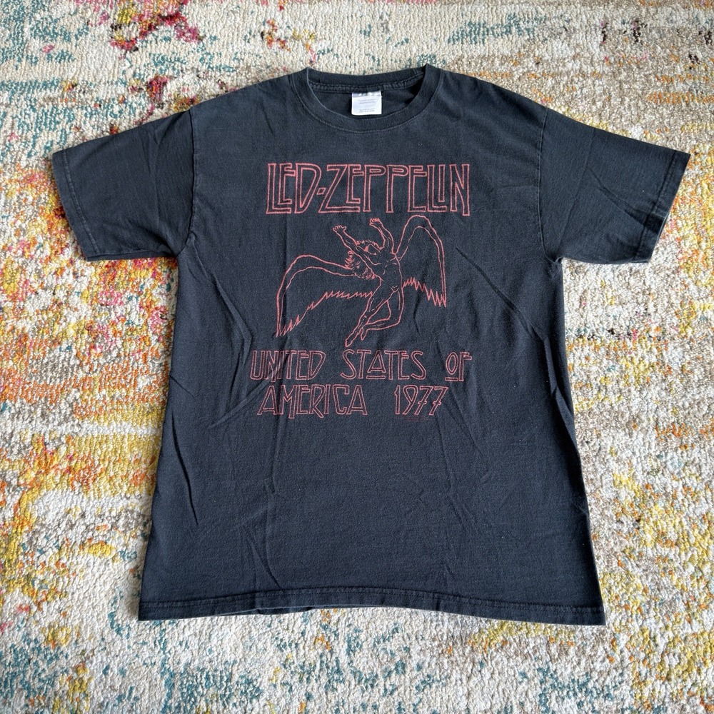 Y2K 2000s Led Zeppelin United States of America 1977 Tour T-Shirt Mens Medium